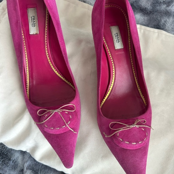 Prada Women's Fuchsia Suede Heels - Picture 1 of 8